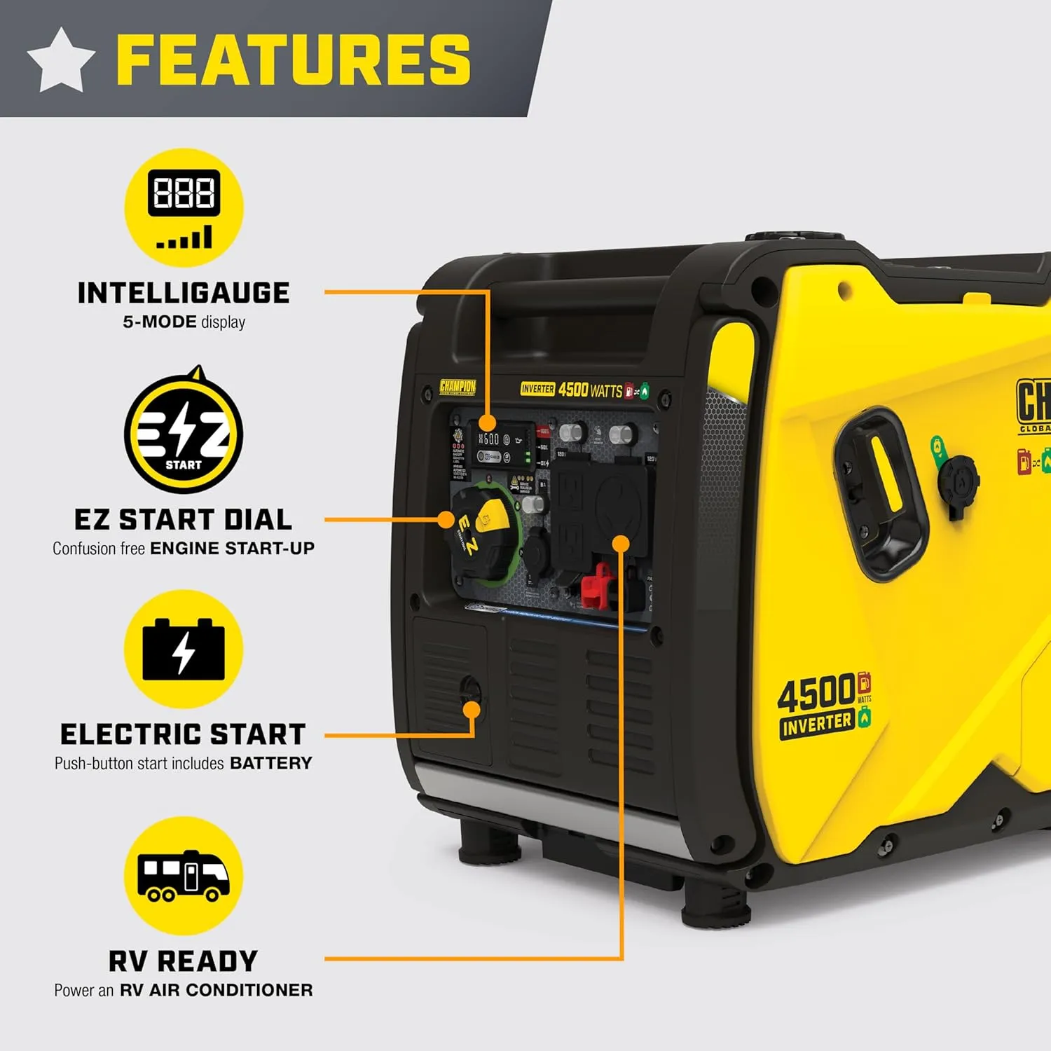 Power Equipment Wireless Remote Start Inverter Generator with Quiet Technology and CO Shield