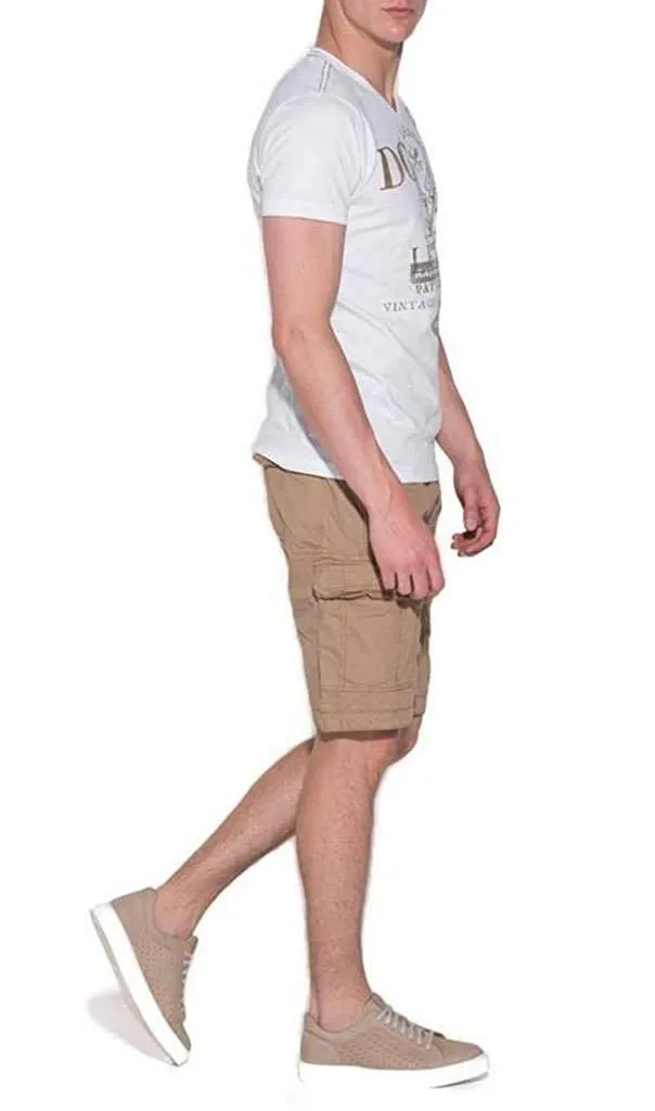 Romano nx Cotton Cargo Shorts for Men- Bermuda with Multi-Pockets & Side Zipper Pockets