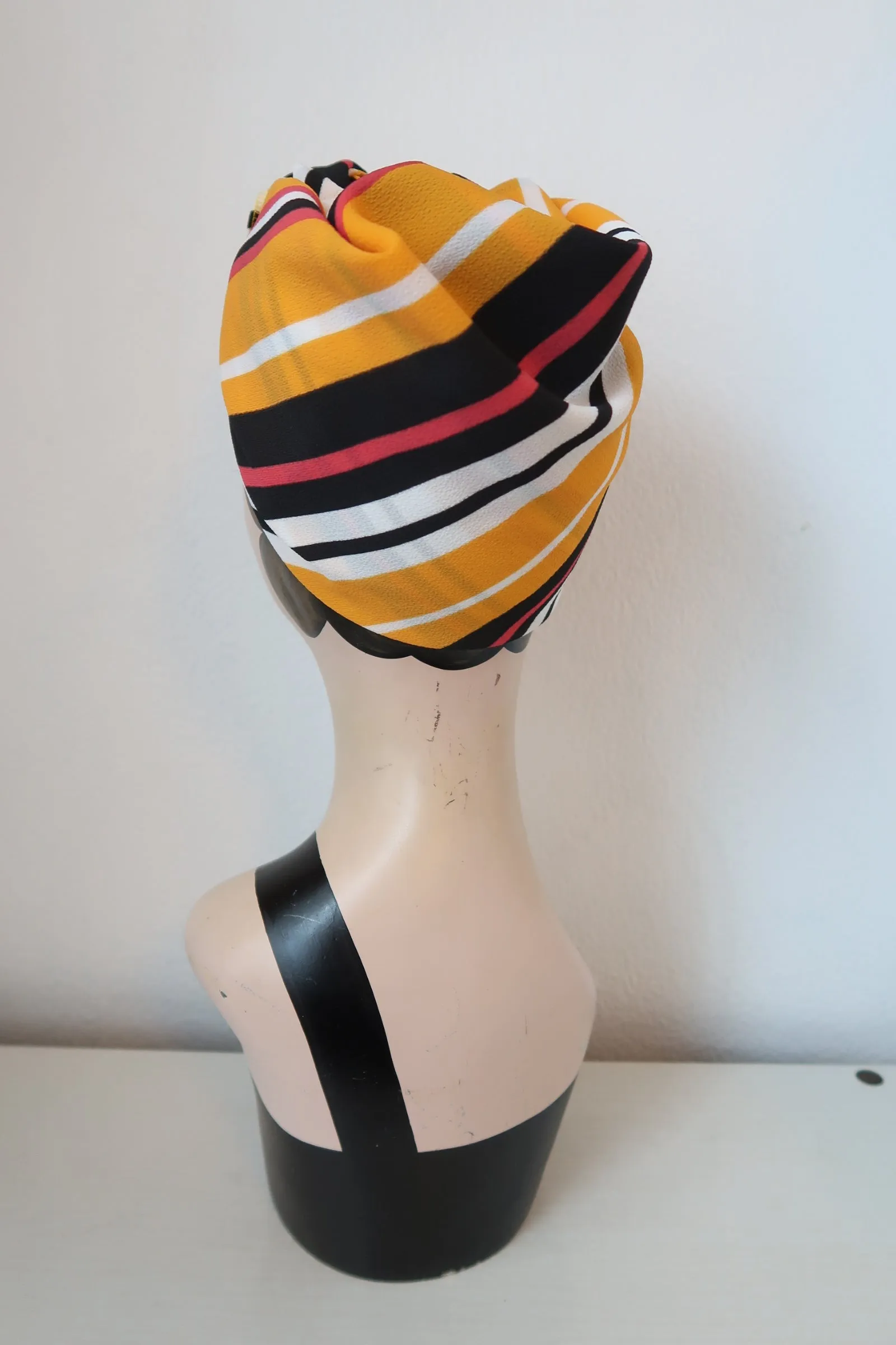 SALE ITEM: MUSTARD STRIPED Self-tie 1940s Style Square Headscarf/Bandana