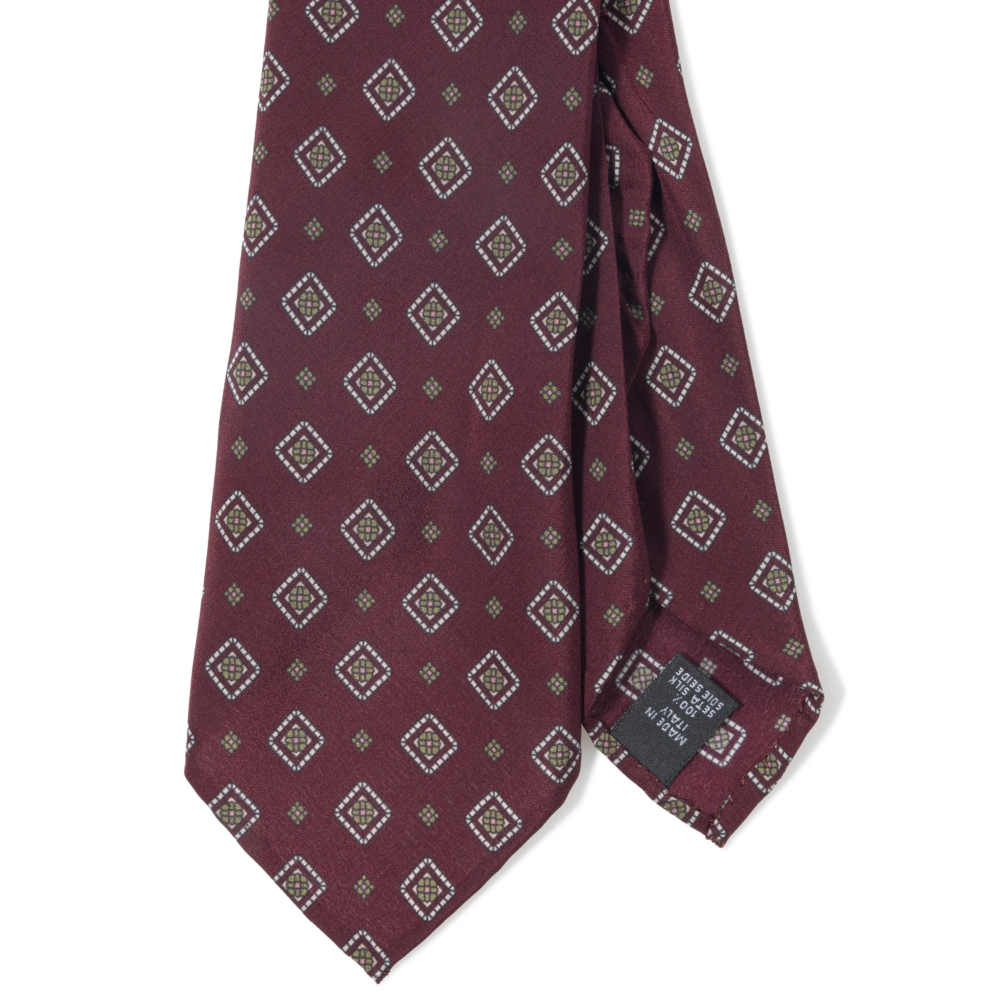 Silk Medallion Print Seven-fold Tie