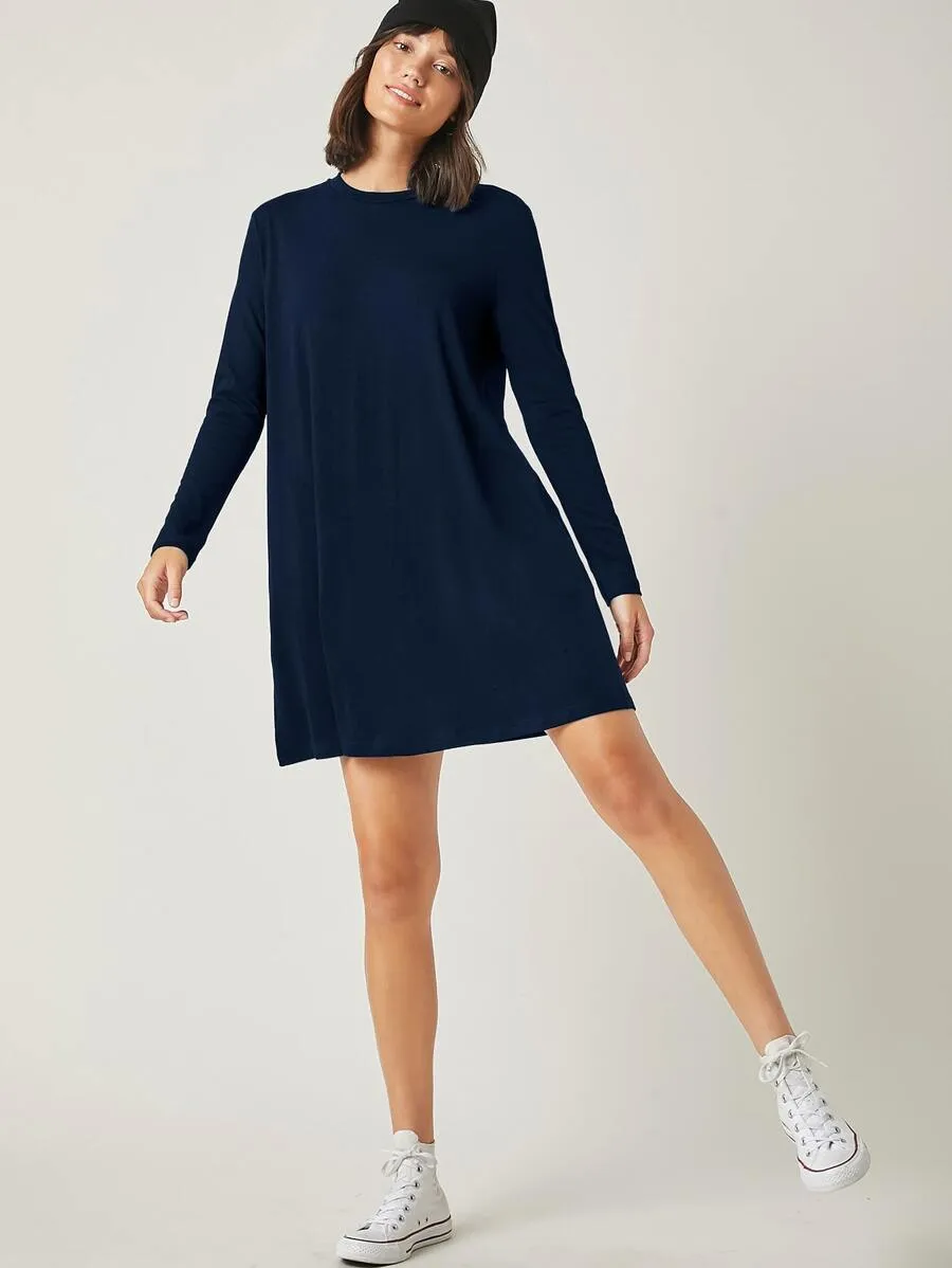 Solid Longsleeve Mini Dress