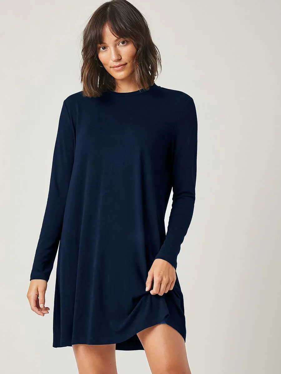 Solid Longsleeve Mini Dress