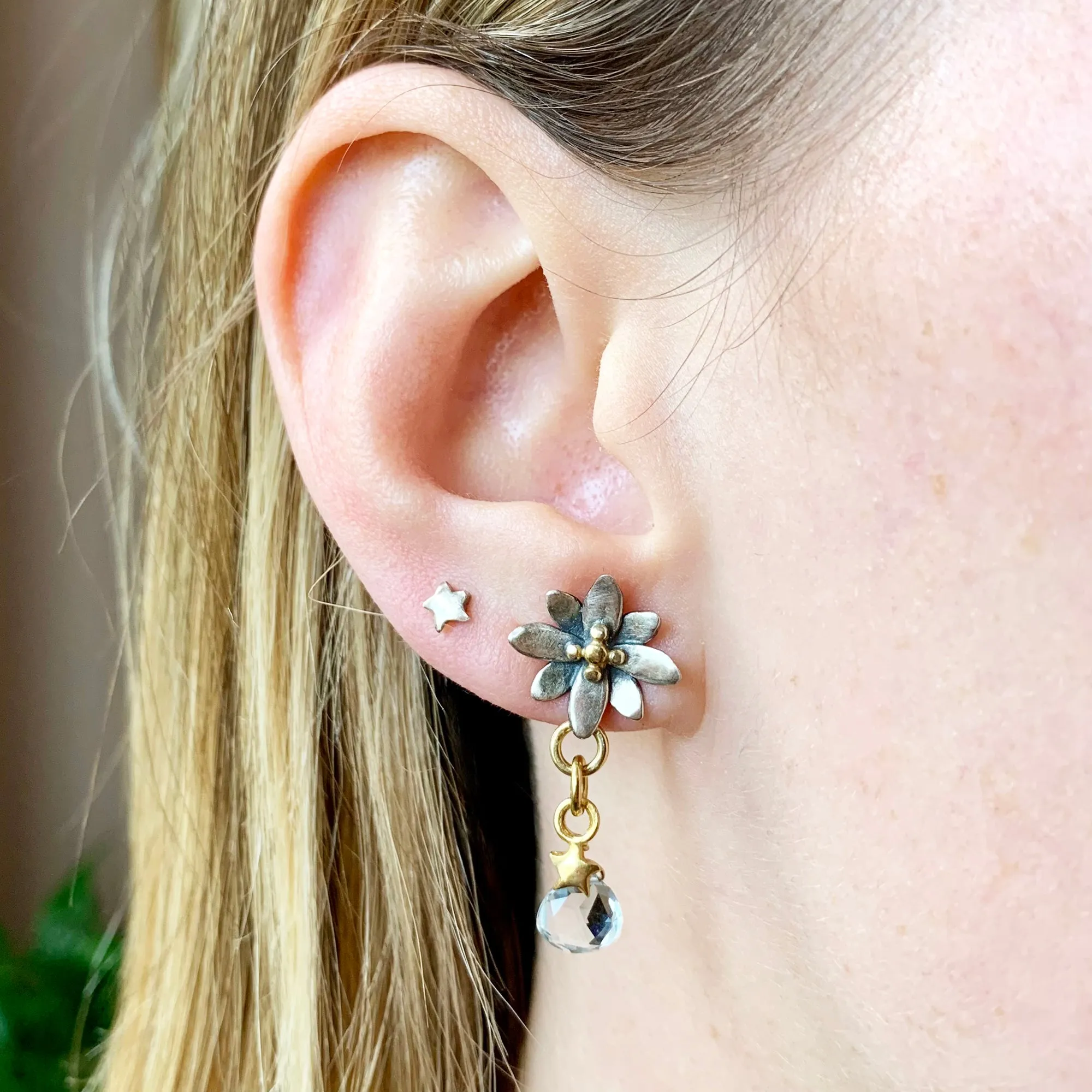 Spikey Flower Drop Earrings