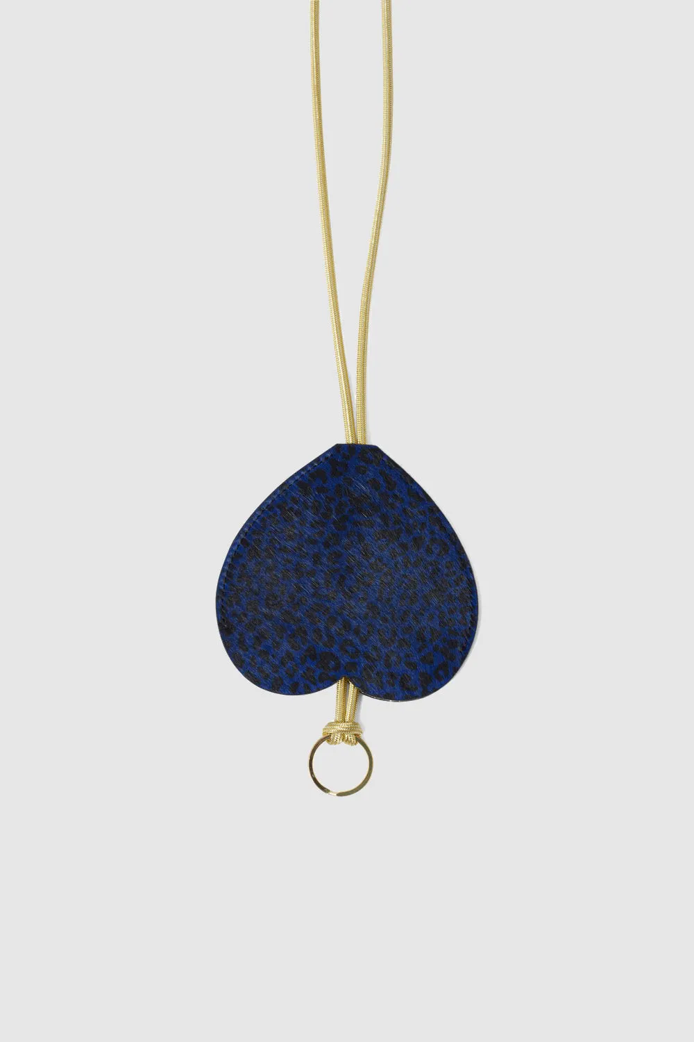 The Minis - Long Heart Keychain in blue Cheetah leather