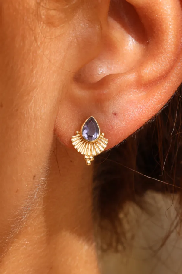 Venus Iolite Gold Earrings