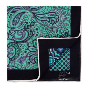 Watertown Quad Design Linen Pocket Square, Light Green / Purple