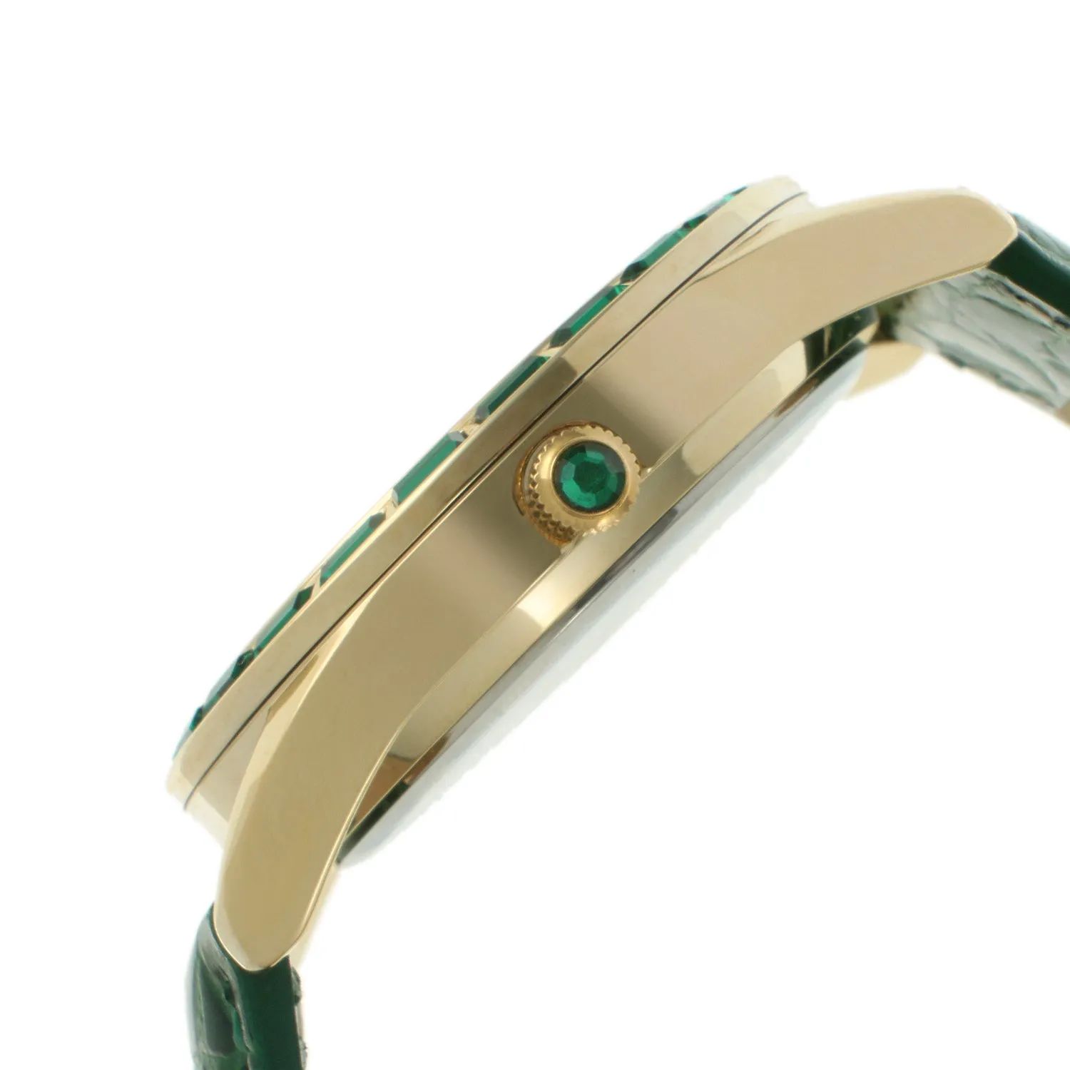 Women's 40mm Green Boyfriend Watch with Baguette Crystals