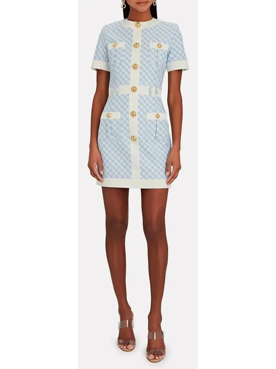 Women’s Buttoned Gingham Mini Dress